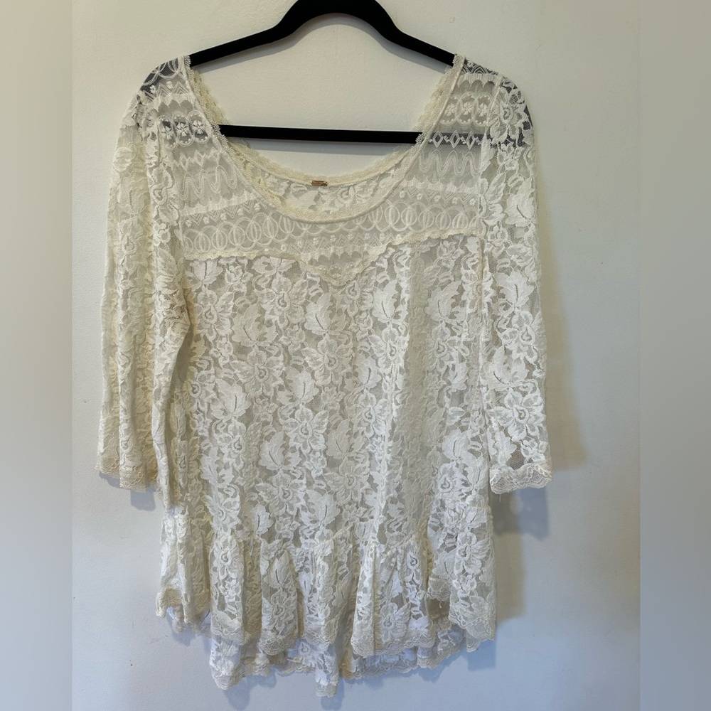 Free People Cream Lace Tunic - Picture 4 of 8